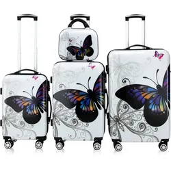 Hartschalenkoffer Set 4-tlg Rollen 360o Beautycase Butterfly Polycarbonat