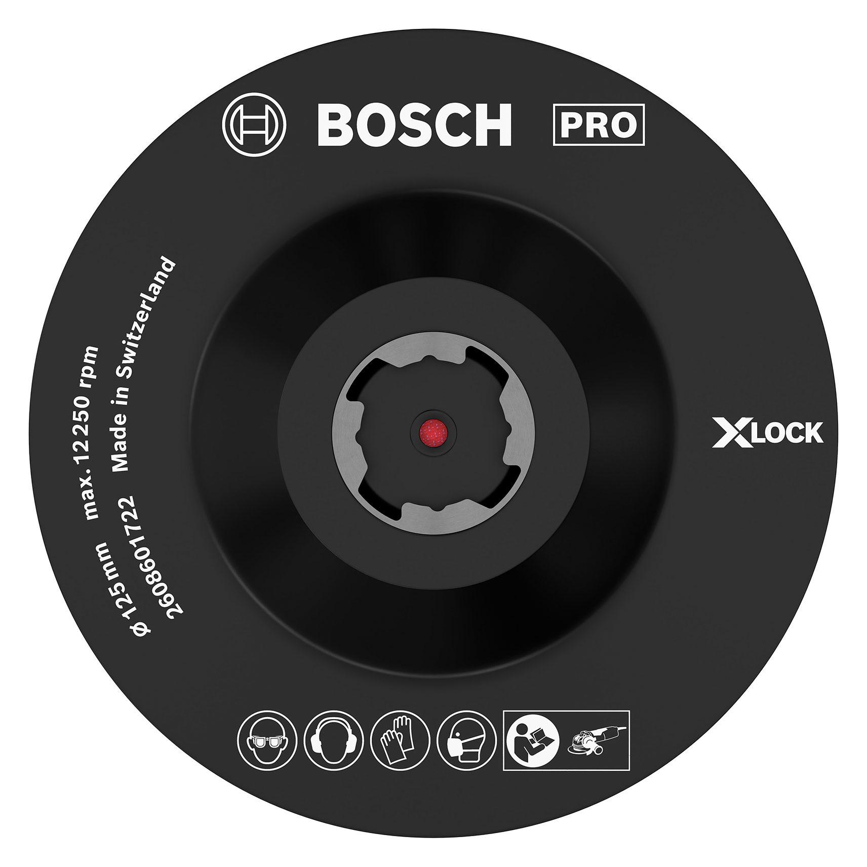 Bosch Professional Zubehör PRO Backing Pad X-Lock, 125 mm, Klettverschluss (2608601722)