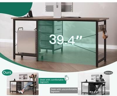 No L Shaped Desk with 4 Tier Drawers