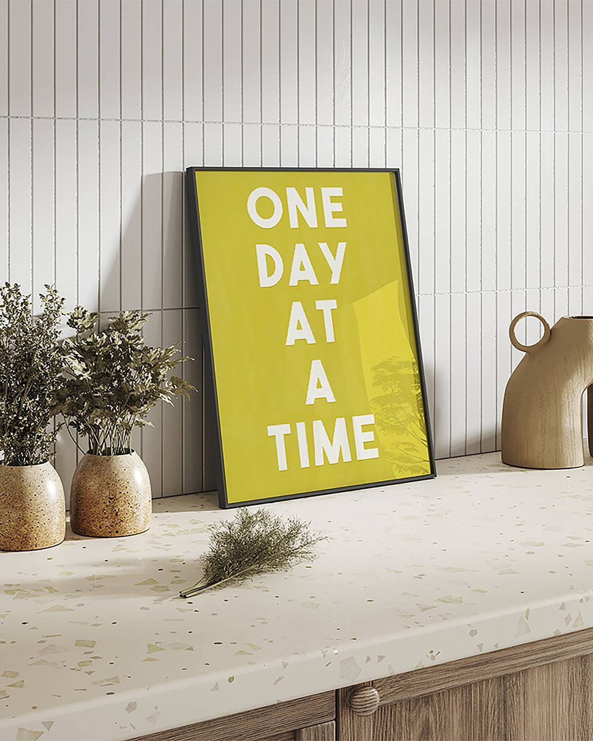 home24 One Day at a Time Lijst, gelakt massief beukenhout met acrylglas, multicolor, 42 x 52 cm