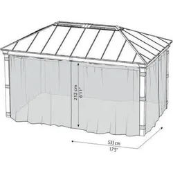 NSH Nordic, Pavillon Zubehör, Pavillon Insektenschutznetz 533x212cm Grau (533 cm, 212 cm)