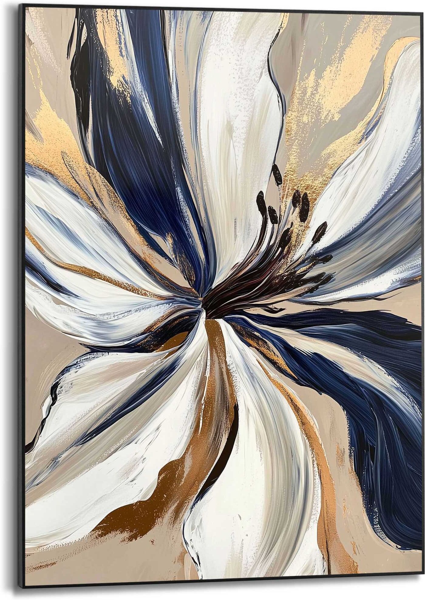 Reinders! Poster REINDERS "Glamour Flower", blau (farbe bild(er): blau), B:50cm H:70cm T:1,6cm, Bilder, Poster, Wohnzimmer - Blau - MDF - Abstrakt - 50x70 cm farbe bild(er): blau B/H/T: 50cm x 70cm x 1,6cm