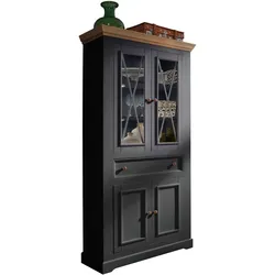 3S Frankenmöbel »Country« Massivholz Vitrine ll grau WZ-0133 / inkl. 3 Einlegeböden