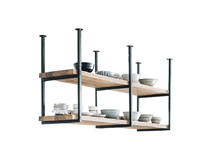 DSVONAUS Retro Industrie LOFT Restaurant Eisen Massivholz Deckenregal, 2 Etagen Regale Regal/Bar Hängende Dekoration Lagerregal (140×30×60cm)