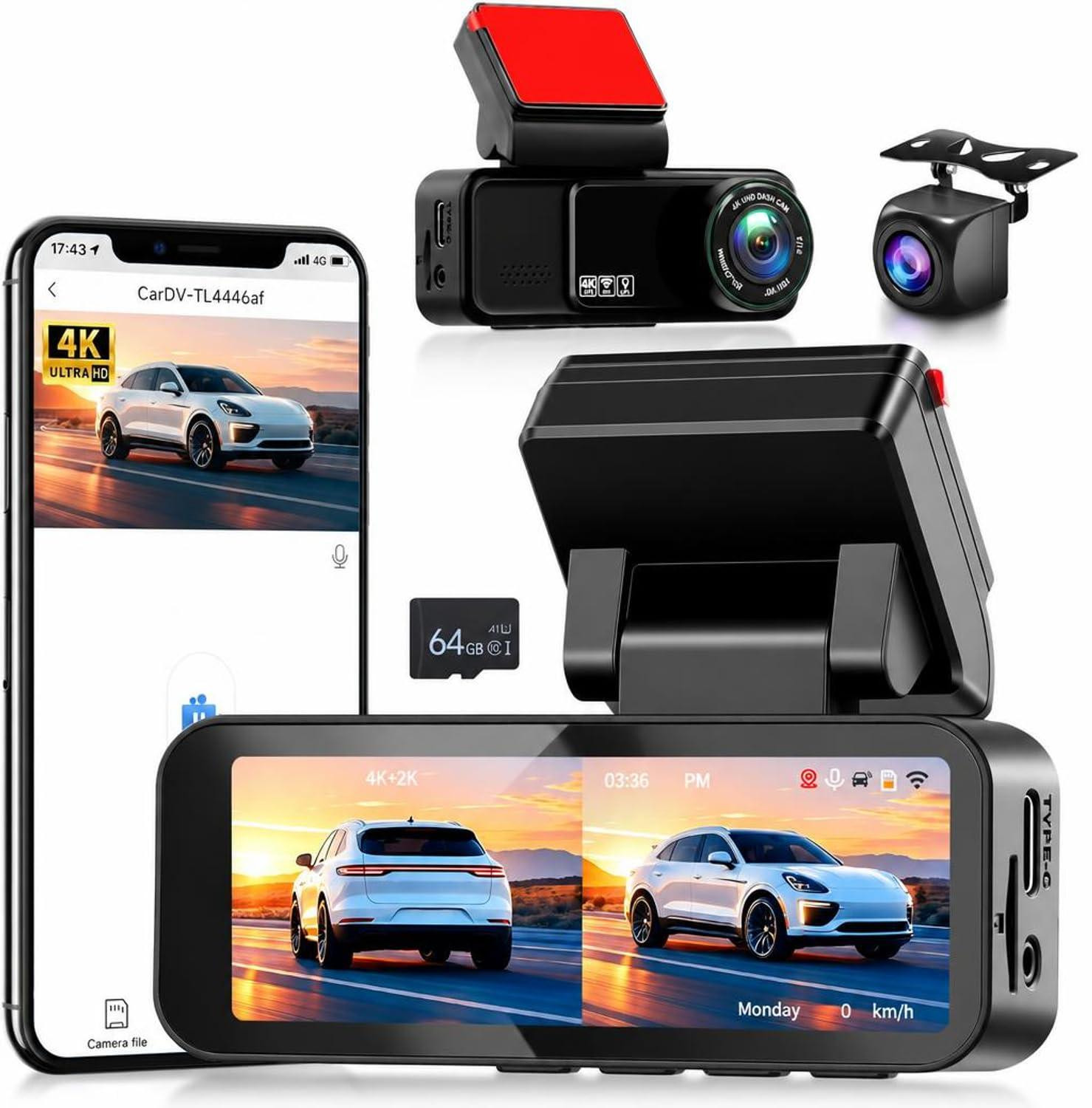 Selius 4K Dashcam met 2K achteruitrijcamera en ADAS-functies