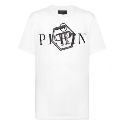 T-Shirt PHILIPP PLEIN "Philipp Plein Tm", Herren, Gr. L, weiß (01, weiß), Obermaterial: 100% Baumwolle, Shirts T-Shirt