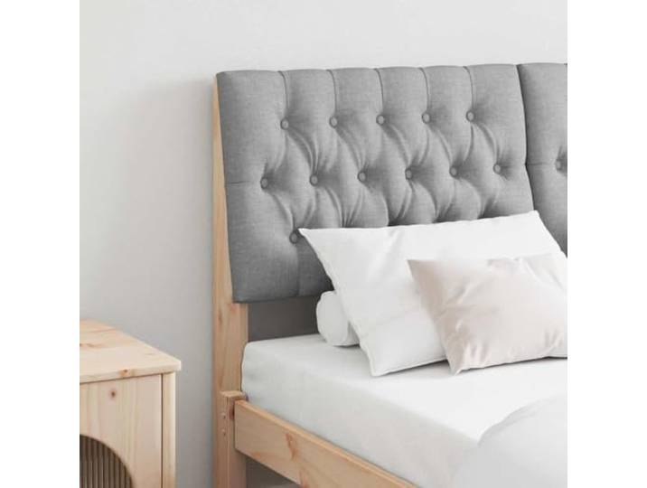 Gepolstertes Kopfteil hellgrau 160 cm aus massivem Kiefernholz, modernes rechteckiges Design mit gepolstertem Stoff und Schaumstofffüllung, sorgt für bequemen Halt