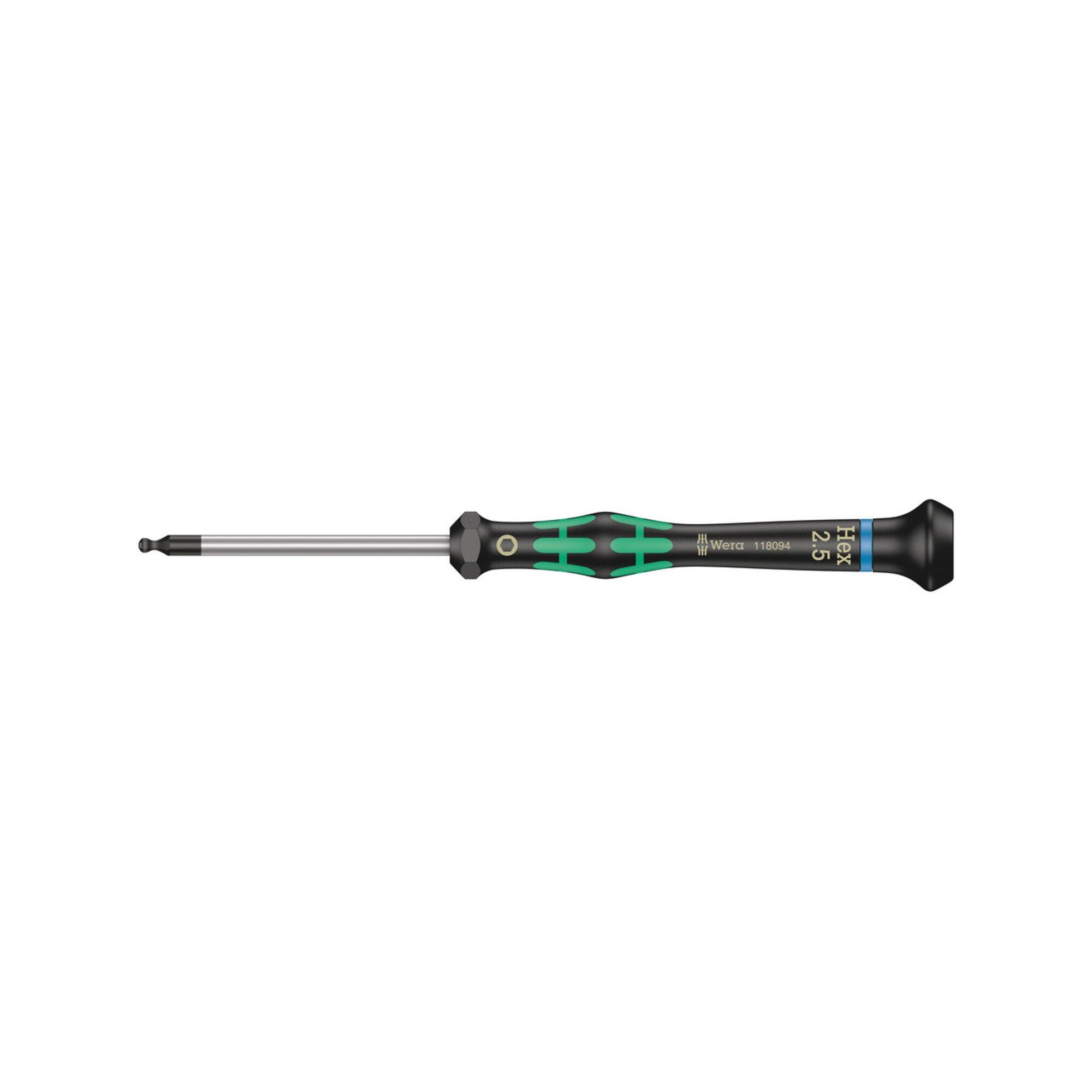 Wera 2052 Elektroniker-Sechskant-Kugelkopfschraubendreher, 2,5 x 60 mm (05118094001)
