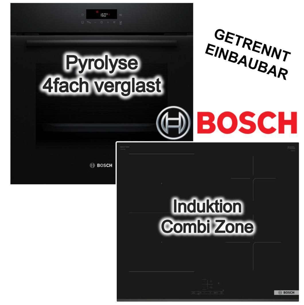 Herdset Bosch Backofen Pyrolyse 3DHeißluft+ Induktionsfeld 60cm PowerBoost CombiZone TouchControl