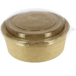Greenuso MONOUSO - Suppenbecher To Go Kraft-Kraft Mit Deckel RPET 1140ml Ø18cm (25 Stück)
