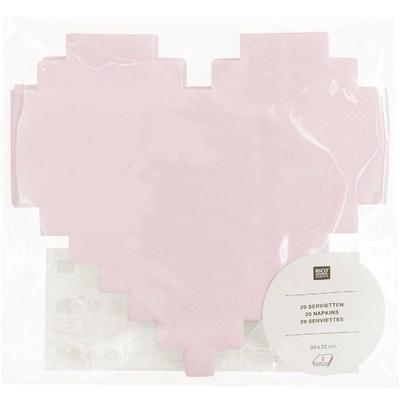 Serviette Pixel Herz, MIX, 20 Stk, 16,5 x 15,2 cm