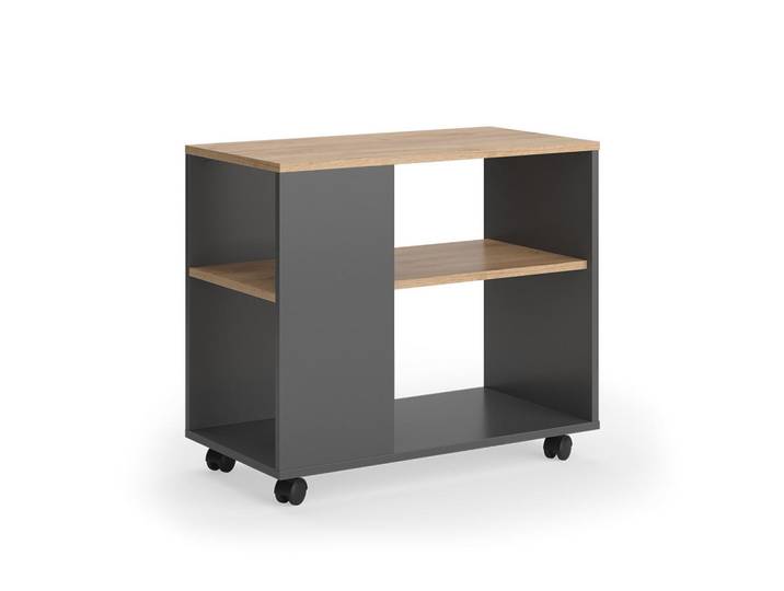 Vicco Couchtisch Marian Goldkraft Eiche/Anthrazit 70 x 36.6 cm mit Rollen, Eichefarben, Anthrazit, Holzwerkstoff, 1 Fächer, Rechteckig, 70x61x36.6 cm, Wohnzimmer, Wohnzimmertische, Couchtische