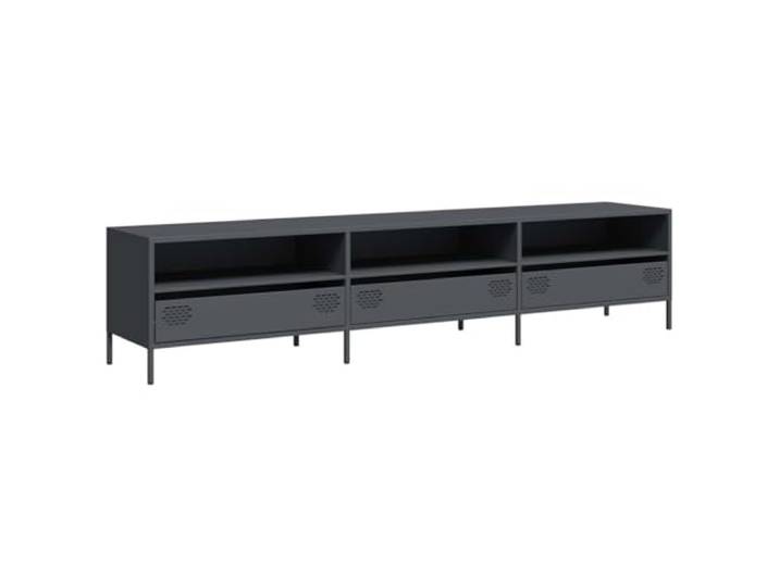 LKJephalotrope TV-Schrank Anthrazit 202x39x43,5 cm Kaltgewalzter Stahl Industrie Lowboard aus Metall mit 3 Fächern und 3 Schubladen für Wohnzimmer, verstellbare Füße für festen Stand.