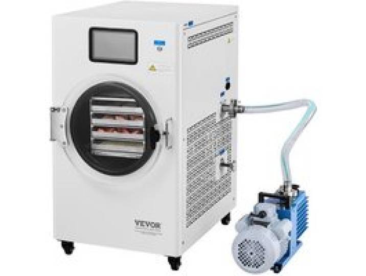 VEVOR Gefriertrockner Gefriertrocknungsmaschine Trocknungsausrüstung (4–6 kg Kapazität) für Lebensmittel mit 4-lagigen Tabletts & einstellbarer Temperatur und Zeit, für Früchte Obst Weiß