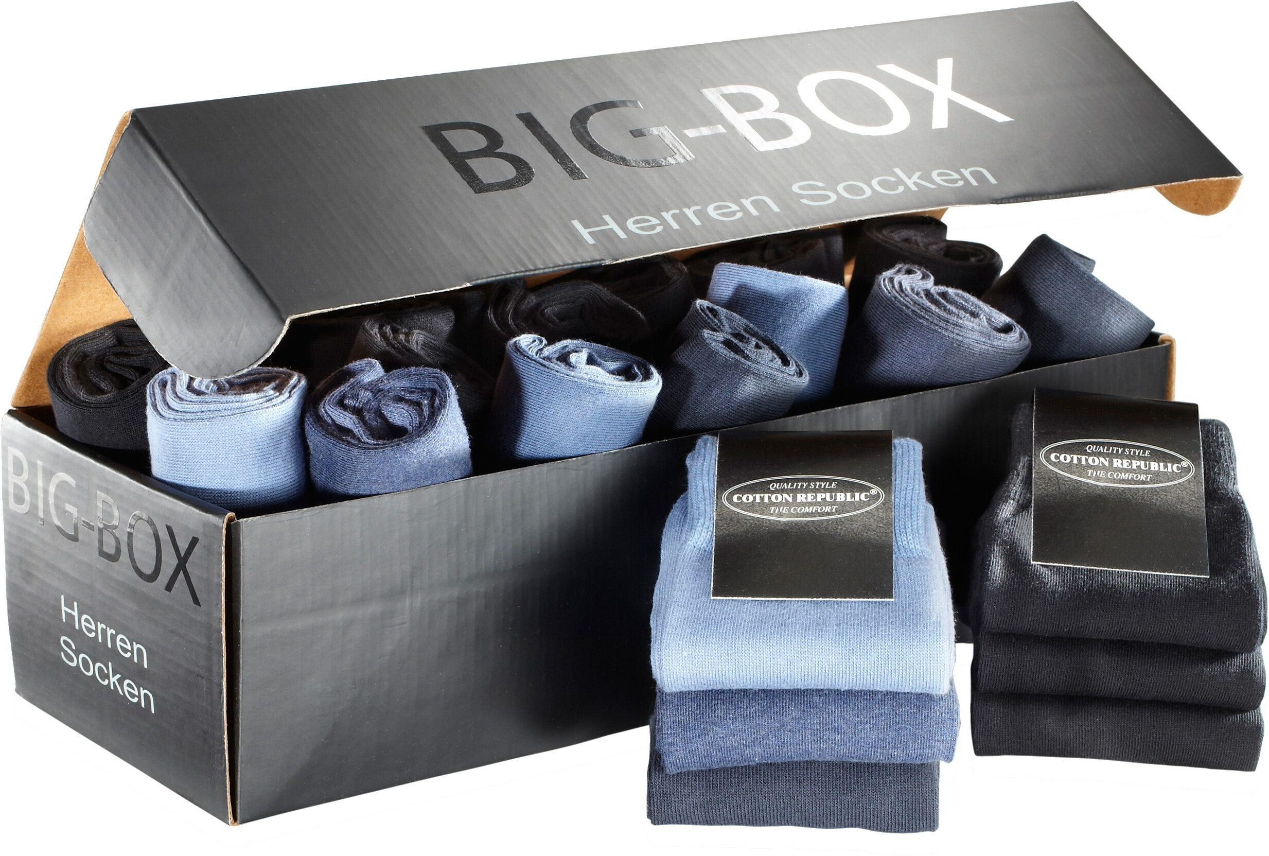 Businesssocken H.I.S "Damen und Herren Socken in der Grosspackung", Damen, Gr. 47-50, blau (10x schwarz, 10x blau), Baumwolle, Baumwollmischung, Elasthan, Polyamid, unifarben, elastisch, Socken Businesssocken, Anzugsocken in der Big-Box 10x schwarz, 10x b
