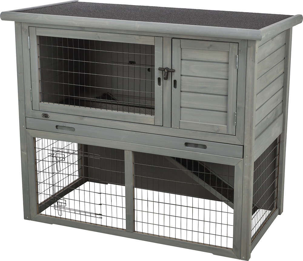 TRIXIEHEIMTIERBEDARF Kleintierstall mit Freilauf- gehege, 116x97x63cm, grau 16976325