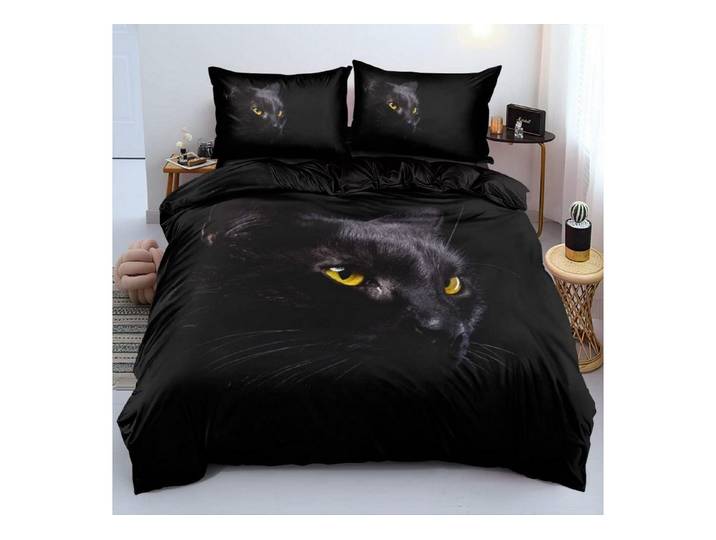 LuxusKollektion Jugendbettwäsche Bettwäsche Katze 3D 155x220 3tlg Wendebettwäsche