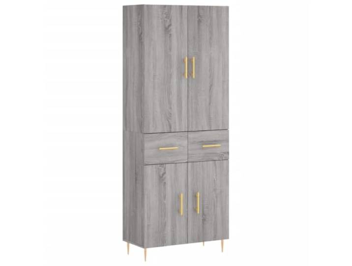 KGFHERENB Highboard Grau Sonoma 69,5x34x180 cm Kommode Schrank Eleganter Aufbewahrungsschrank für Wohnzimmer und Flur. Stabil dank Metallfüßen und Wandbefestigung.
