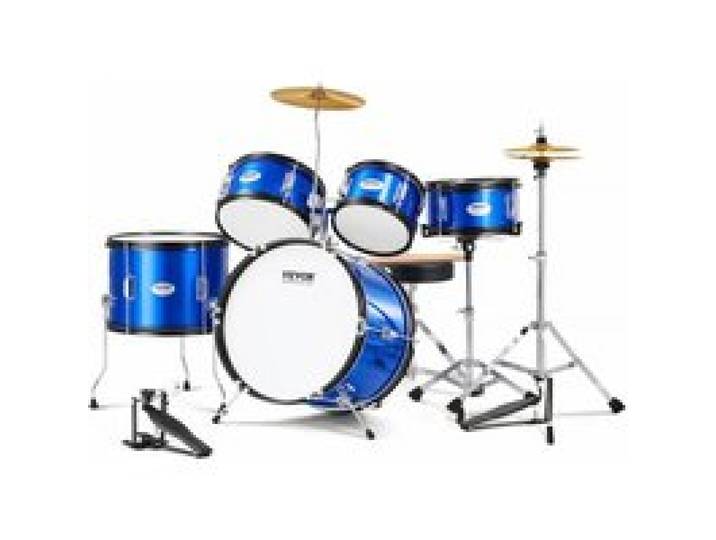 VEVOR Schlagzeugset für Kinder, 5-teilig, Anfänger-Schlagzeugset mit Bass-Toms, Snare, Standtrommel, Verstellbarem Thron-Becken, Hi-Hat-Pedal und zwei Paar Drumsticks, Geeignet für Kinder, Blau