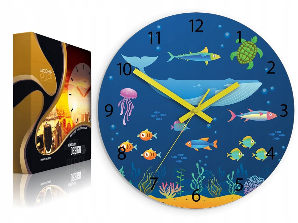 ModernClock Analoge Wandklok voor Kinderkamers - Oceaan Dieren