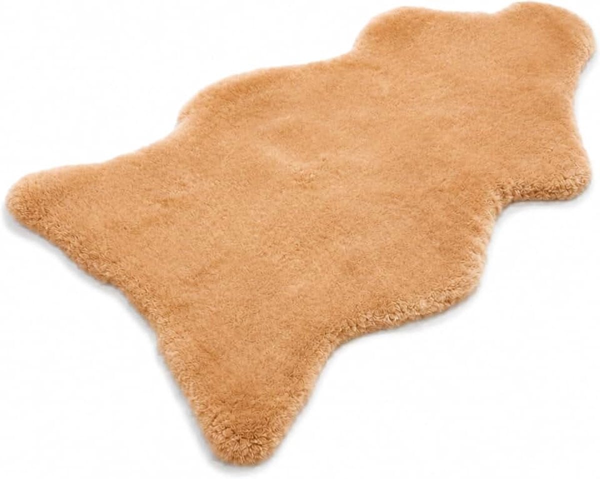 Echte Merino lamsvacht geschoren, beige en perzik, 110-120 cm, zachte vachttapijt met 3 cm wol