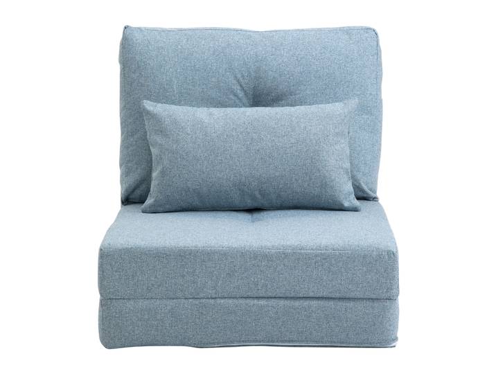 HOMCOM Vloerstoel Opvouwbaar Matras Slaapmat, 2-in-1 design, afneembaar kussen, 60 x 80 x 56 cm, Hemelsblauw