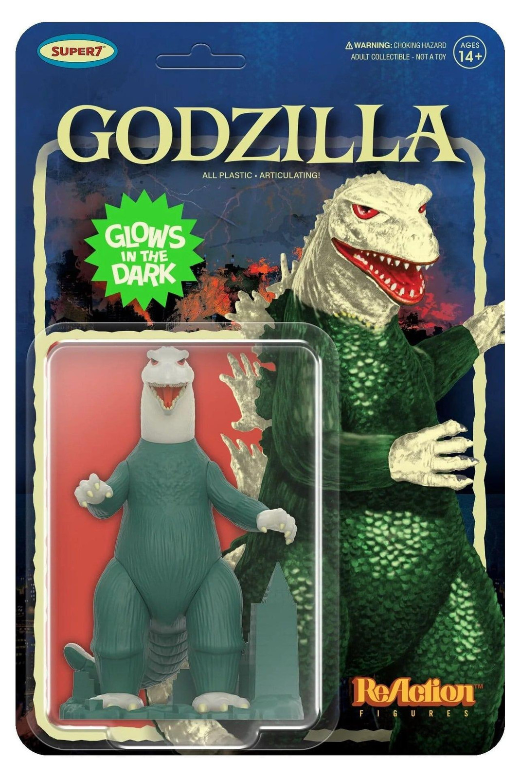 Super7 Godzilla Toho ReAction actiefiguur modelbouwset, gloeiend, 10 cm
