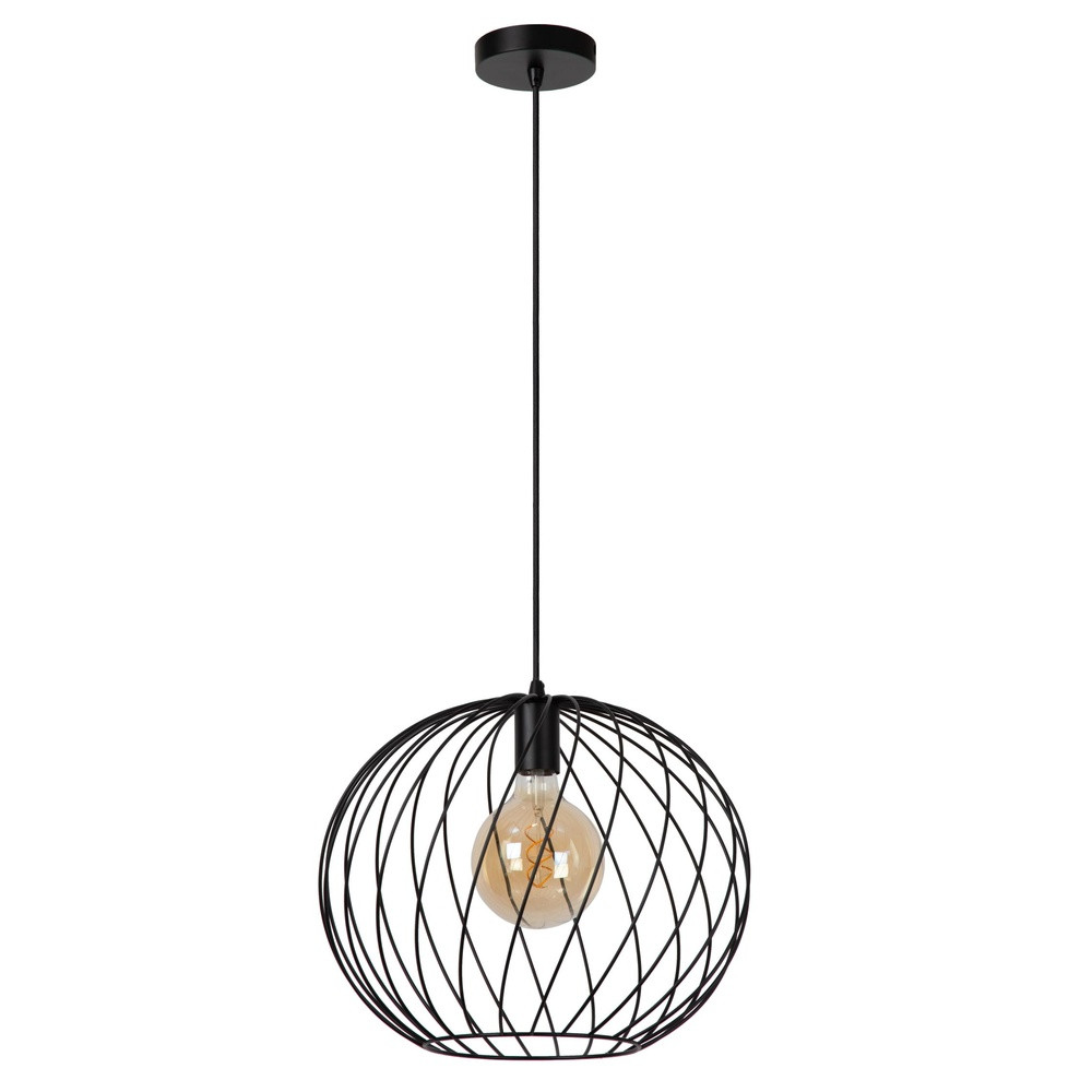 Lucide Hanglamp Danza Zwart Metaal Rond Dimmable Hoogte verstelbaar Ø 40 cm