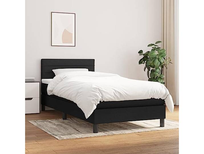 RJPLMFV Verstellbares Lattenrost, Schwarz, 80 x 200 cm, mit Matratze Atmungsaktiver Stoff, Taschenfedern, verstellbares Kopfteil, mittlere Unterstützung