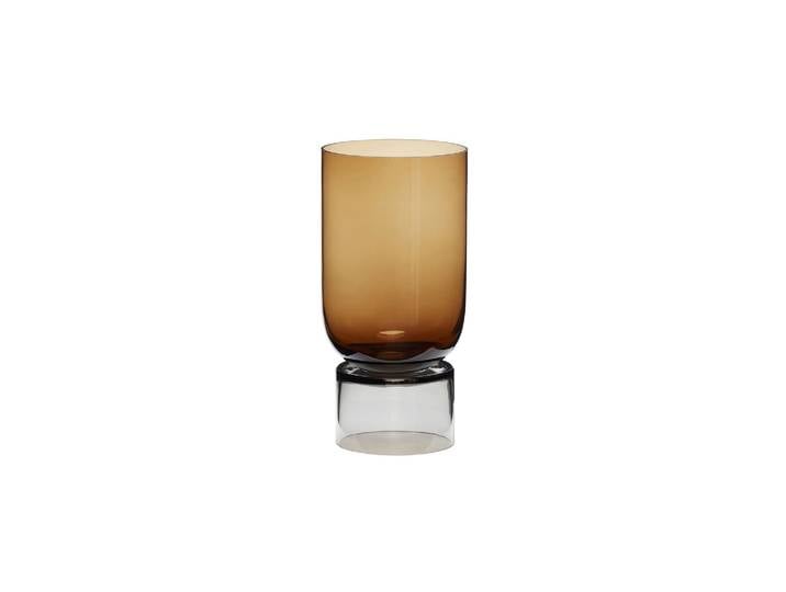 Grand vase en verre ambre, rond, à poser - Hübsch, Stand - Ø16xH3