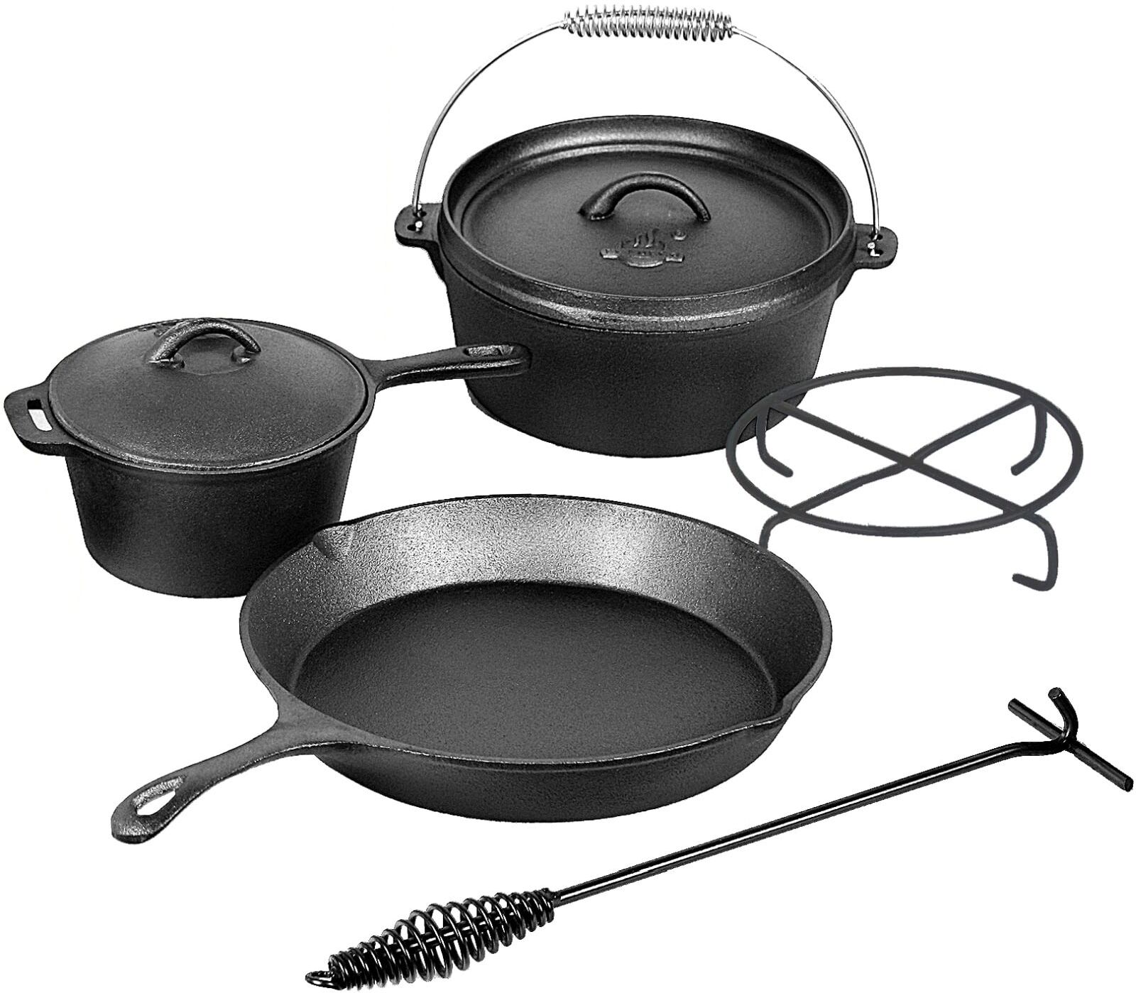 Topf-Set EL FUEGO "El Fuego Dutch Oven", schwarz, Töpfe, aus Gusseisen, mit spezieller Oberflächenveredelung