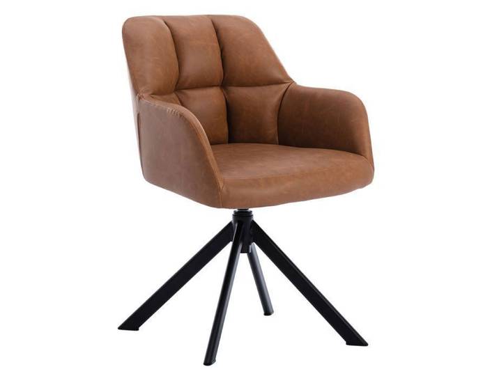 Wahson Chaise de Bureau en Cuir PU Fauteuil de Bureau avec Pied Métal Chaise Bureau Erconomique pour Salon et Chambre Marron