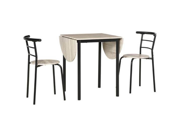 Ensemble table et chaises - HOMCOM - table ovale extensible à rabats 2 chaises cuisine - métal MDF - noir naturel