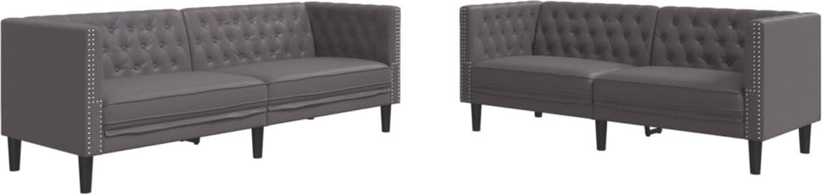 vidaXL 2-delige loungeset in Chesterfield-stijl met kunstleer - grijs