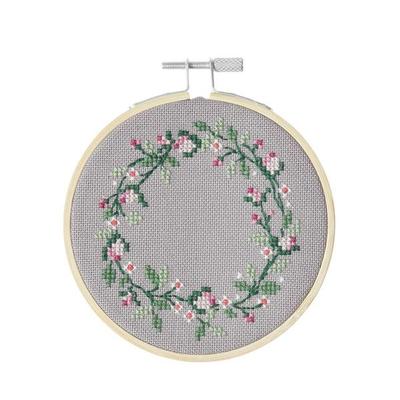 Stickpackung Gezählter Kreuzstich, Blumenkranz, Ø 10cm