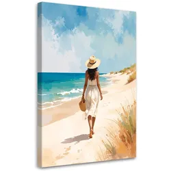 LEINWANDBILD Frau beim Entspannen am Strand 60x90cm