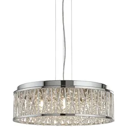 Kristall Hänge Leuchte Decken Lampe Glas Pendel Ess Zimmer Beleuchtung ALU chrom