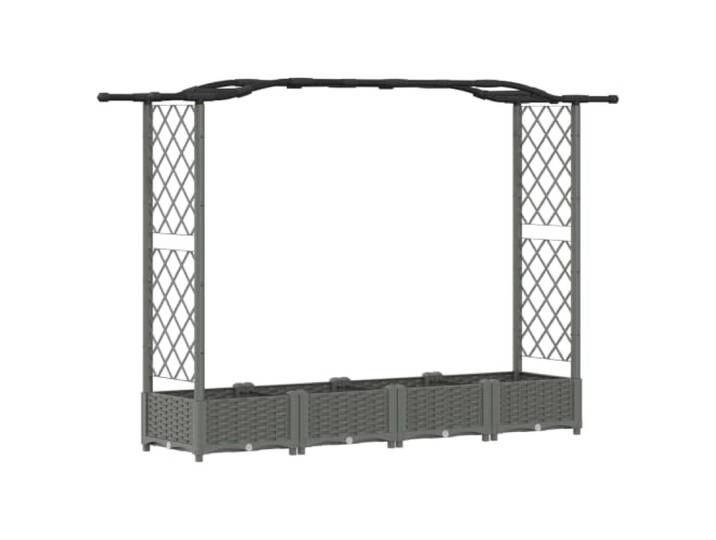 PUGYNBK Hochbett mit Gitter und Dach, hellgrau, 207 x 40 x 123 cm Für Terrassen, Balkone, Gärten, mit Ablaufloch und abnehmbarem Deckel, interner Ableiter für Wassertank