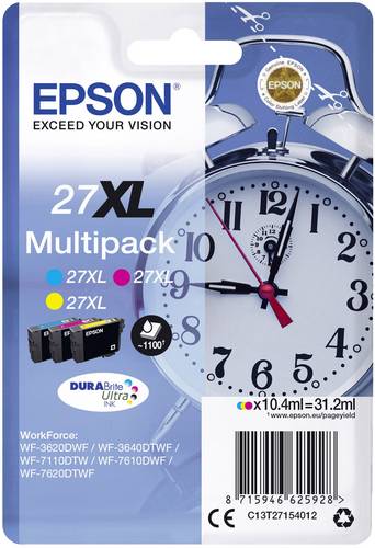 Epson Druckerpatrone T2715, 27XL Original Kombi-Pack Cyan, Gelb, Magenta C13T27154012