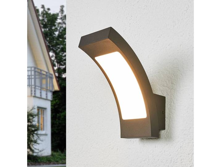LED Außenwandleuchte Juvia Lucande, schwarz, Aluminium, Modern