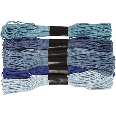 Creativ Company Stickgarn, Dicke 1 mm, Blau Töne, 6 Bündel