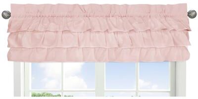 Sweet Jojo Designs Solid Color Blush Pink Shabby Chic Ruffle Harper Collection Window Curtain Valance - 54in. x 15in.