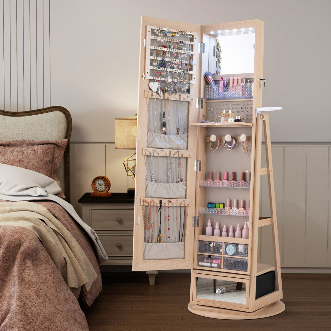 Brayden Studio Jewellery Cabinet Jewelry Armoire Brown 164cm H X 56cm W X 56cm D