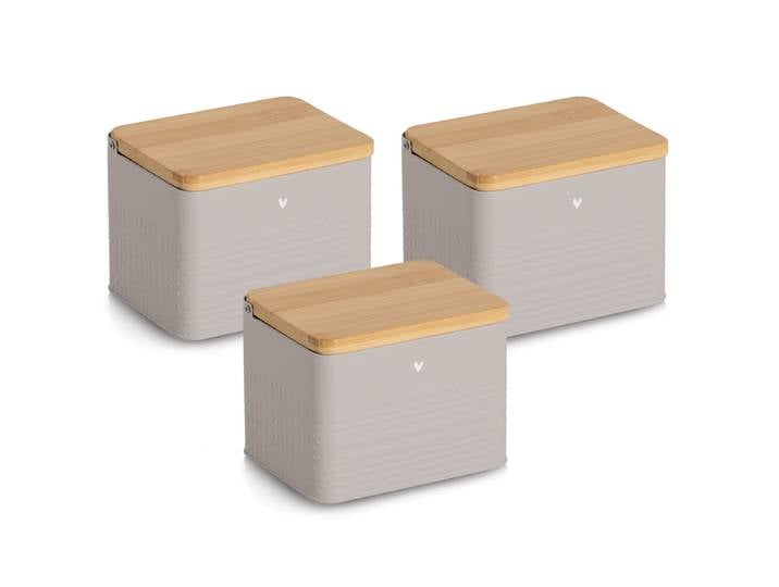 Boîtes de conservation Heart lot 3 11 x 14cm Gris