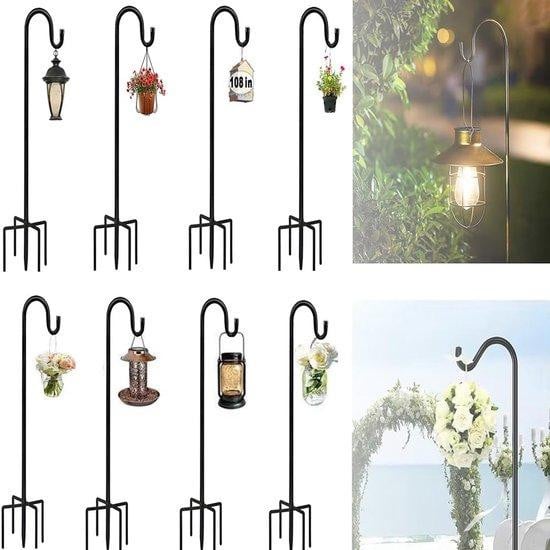 Ibenzoa 8-delige set verstelbare haakogen, 120 cm, zwart gepoedercoat staal