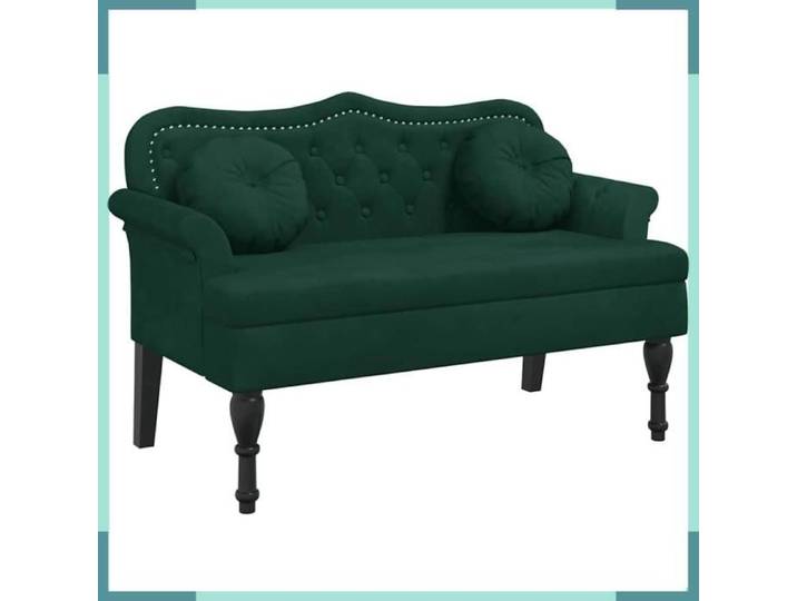 FHE Banc avec coussins - Velours - Intérieur - Salon - Vert foncé - 120 5x65x75 cm