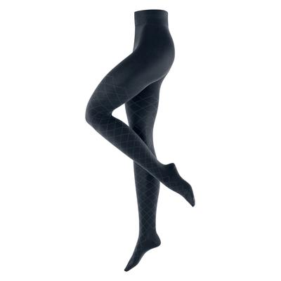 Strickstrumpfhose BURLINGTON "Argyle Affair", Damen, Gr. 38, schwarz (marine), Obermaterial: 90% Baumwolle, 8% Polyamid, 2% Elasthan, mehrfarbig, Strumpfhosen, mit Argyle-Muster, Cotton-Mix, blickdicht, kariert