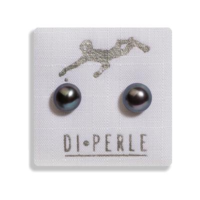 Perlenohrringe DI PERLE, lila (anthrazit), Ohrringe, Damen, Damen (mm )
