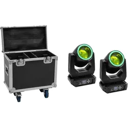 Eurolite Set 2x LED TMH-B120 Hypno Moving-Head Beam + Flightcase mit Rollen (120 W, LED), Scheinwerfer, Mehrfarbig