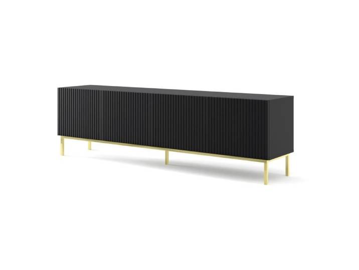 Meuble TV Ravenna B 200 cm 4D noir mat avec cadre